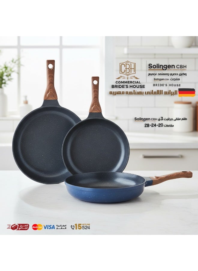 Solingen CBH 3-Piece Granite Frying Pan Set (Sizes 20, 24, 28 cm)