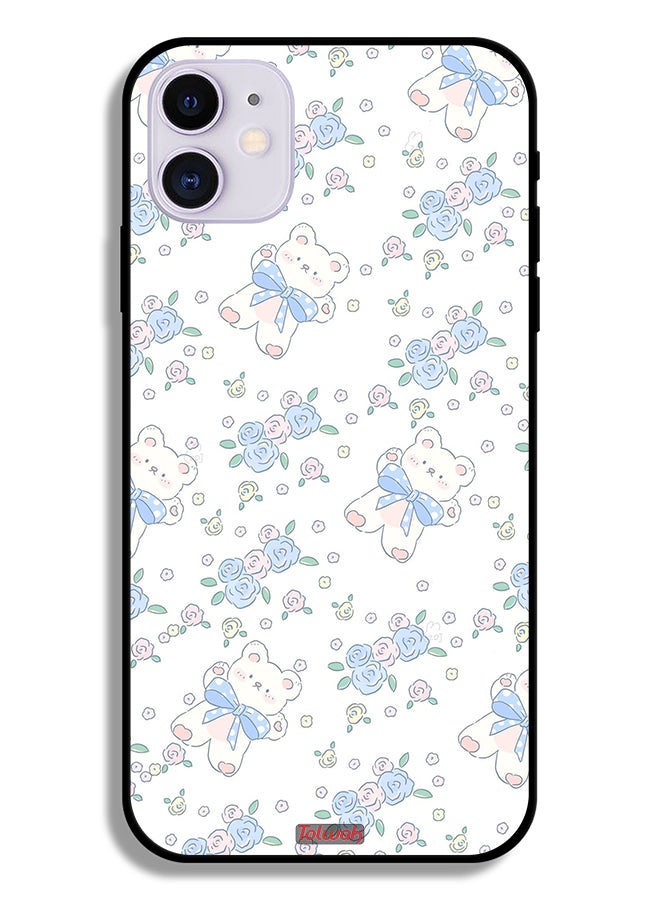 Tolwak Apple iPhone 11 Protective Case Cute Teddy Bear And Flowers Icon - Image 2