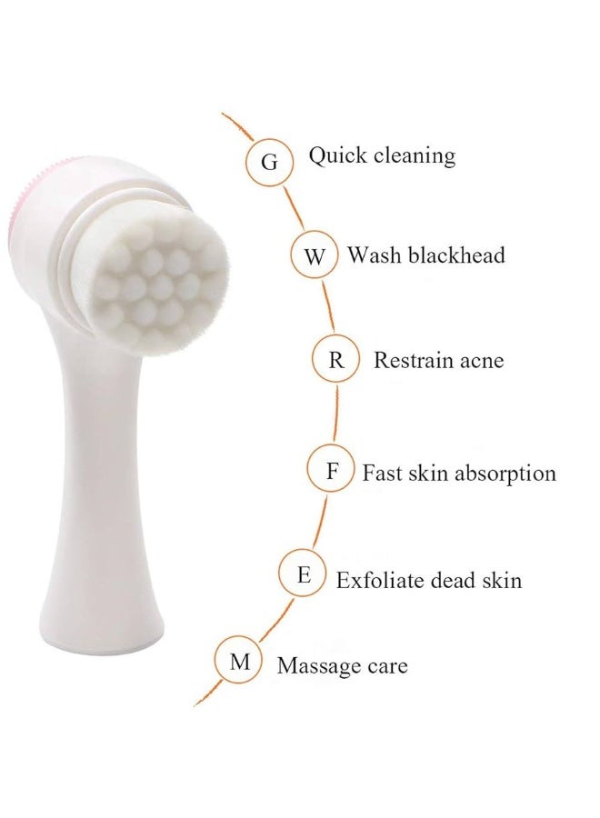 Double Face Cleanser Face Brush Soft Hair Silicone Face Washer Manual Makeup Remover Deep Cleansing Brush Random Color - Image 2