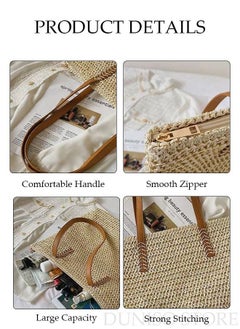 Generic Women's Shoulder Tote Bag Straw Design Handbag For Women Large Capacity Bucket Bag Fashionable Travel Messenger Shoulder Bag for Ladies Girls College Students  - Image 3