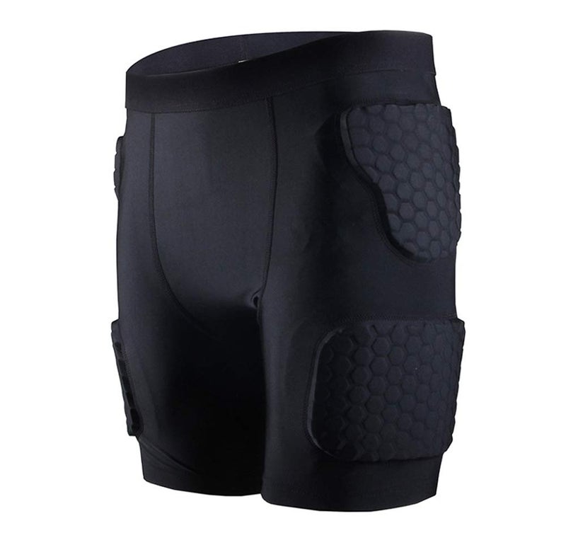 Topeter Padded Compression Basketball Shorts for Big Boy’s Goalie Impact Shorts Butt Hip Protective Gear Guard Impact Underwear Pads Soccer Training Baseball Shorts 2XL Black - Image 4