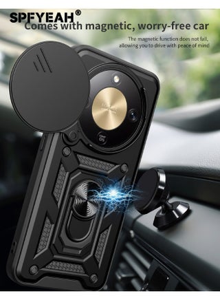 [2-in-1] Honor X9D 5G Case with Screen Protector, Honor X9d Cover with Slide Camera Cover, Heavy Duty Shockproof Drop Protection Phone Case Cover with Ring Kickstand for Honor X9d 5G 6.79 inch, Black - view 3