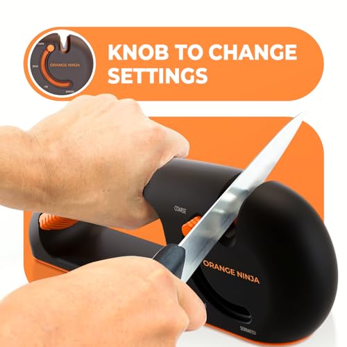 Sharp Pebble Orange Ninja 4-Stage Knife Sharpener & Serrated Knife Sharpener– Repairs, Sharpens & Polishes Blades with Ergonomic Non-Slip Grip - Image 3