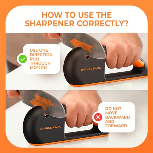 Sharp Pebble Orange Ninja 4-Stage Knife Sharpener & Serrated Knife Sharpener– Repairs, Sharpens & Polishes Blades with Ergonomic Non-Slip Grip - Image 4