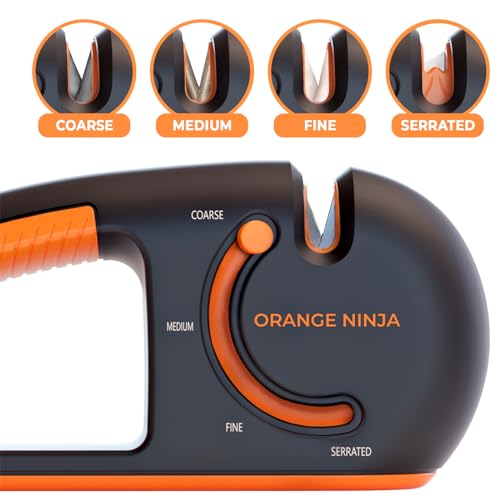 Sharp Pebble Orange Ninja 4-Stage Knife Sharpener & Serrated Knife Sharpener– Repairs, Sharpens & Polishes Blades with Ergonomic Non-Slip Grip - Image 2
