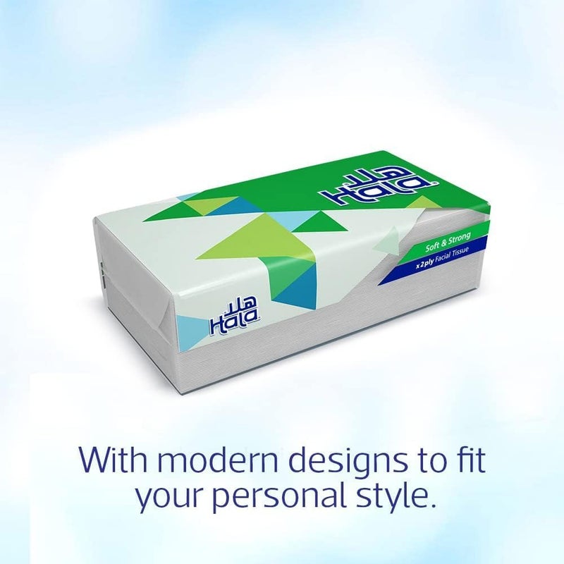 Hala Facial Tissues Pack of 50 of 2 Ply x 160 Sheets , tissue with Soft Feel, Good for All Skin Types and Sterilized for Germ Protection - Image 2