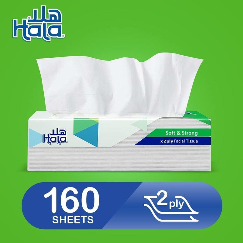 Hala Facial Tissues Pack of 50 of 2 Ply x 160 Sheets , tissue with Soft Feel, Good for All Skin Types and Sterilized for Germ Protection - Image 3