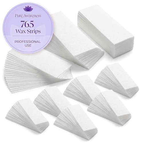 PURE AWARENESS 765 Professional Wax Strips for Waxing â€“ Tear-Resistant Fabric Hair Removal Strips â€“ 225 Large & 540 Small â€“ Reusable for Warm Wax & Sugar Paste â€“ Face, Body & Intimate Areas - Image 1