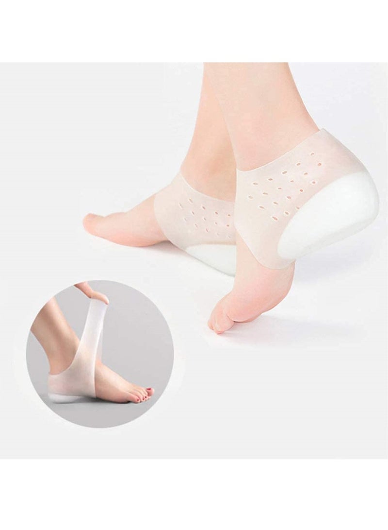 Loquat 2 Pcs Invisible Height Increase Insole Height Increase Socks Wearable Heel Cushion Inserts Shoe Soft Silicone Heel Lift Insole Leg Lengthen for Men and Women 5.5 cm  - Image 4