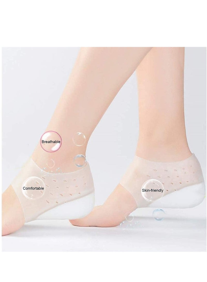 Loquat 2 Pcs Invisible Height Increase Insole Height Increase Socks Wearable Heel Cushion Inserts Shoe Soft Silicone Heel Lift Insole Leg Lengthen for Men and Women 5.5 cm  - Image 3