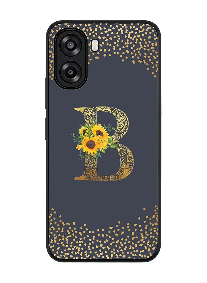 Stylizedd For Oppo A6t 5G / A6t 4G Case,Slim fit Camera Protection, Shockproof Thin Phone cover  - Custom Floral Monogram - B  (Grey ) - Image 1