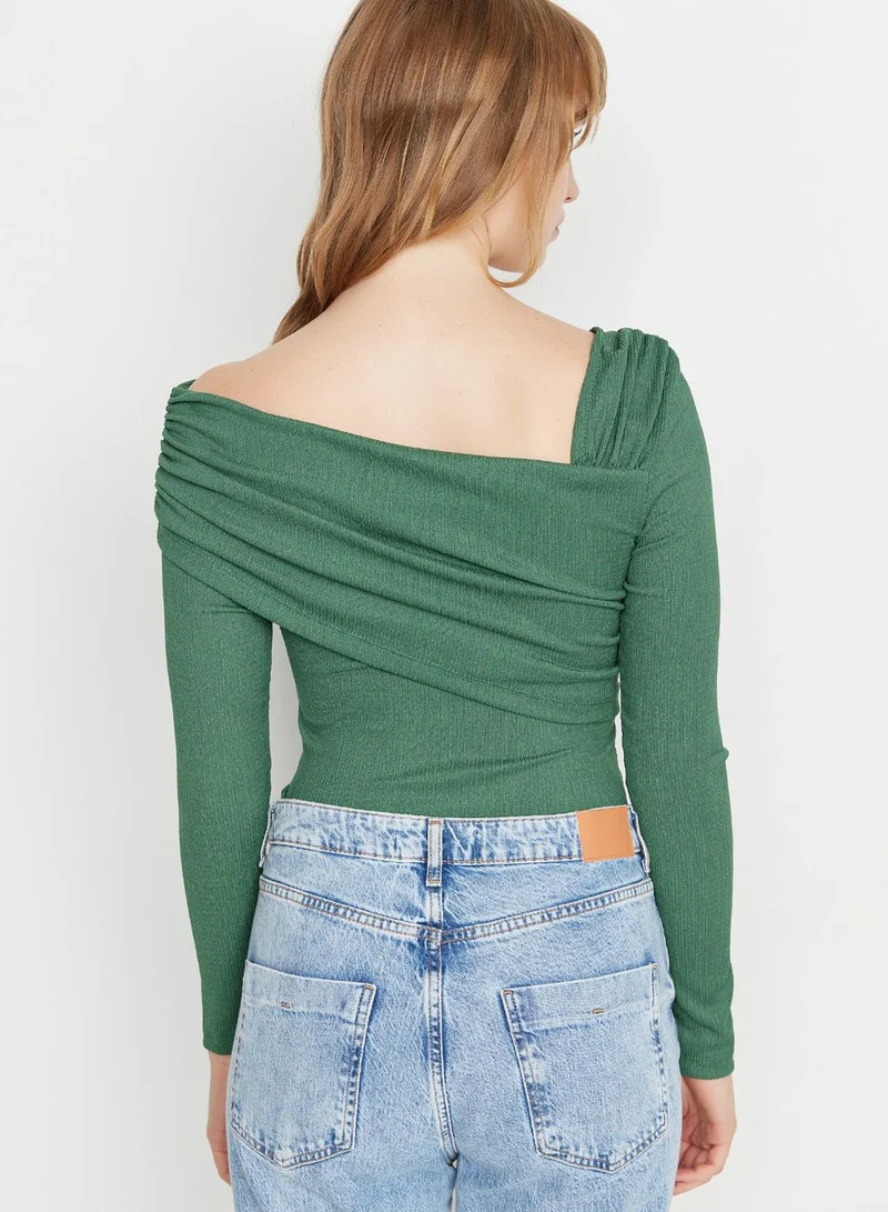 trendyol Asymmetrical Collar Detailed Knitted Top