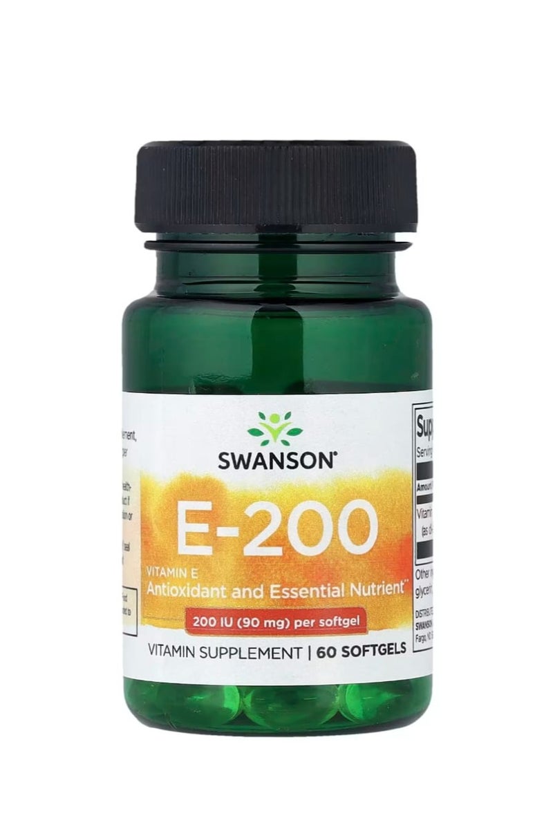 سوانسون فيتامين هـ 90 مجم (200 وحدة دولية) 60 كبسولة هلامية - Image 1
