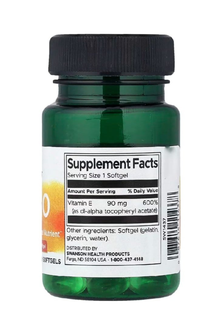 سوانسون فيتامين هـ 90 مجم (200 وحدة دولية) 60 كبسولة هلامية - Image 2