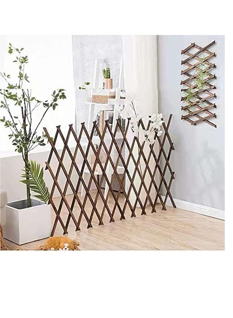 Generic FFD Expandable Wooden Picket Fence 105x22cm Wooden Garden Fence Portable Extendable Wicker Wood Fence Wooden Picket Fence Trellis Plant Vine Climbing Frame Fence  - Image 1