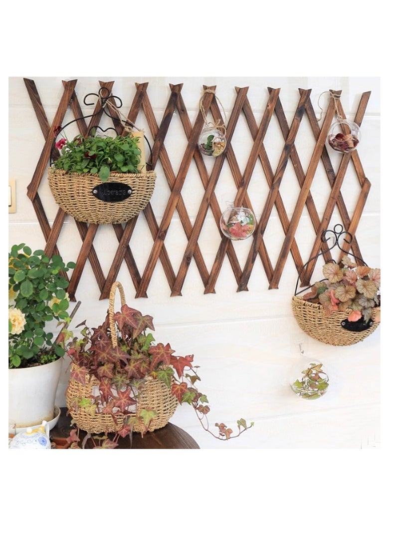 Generic FFD Expandable Wooden Picket Fence 105x22cm Wooden Garden Fence Portable Extendable Wicker Wood Fence Wooden Picket Fence Trellis Plant Vine Climbing Frame Fence  - Image 4