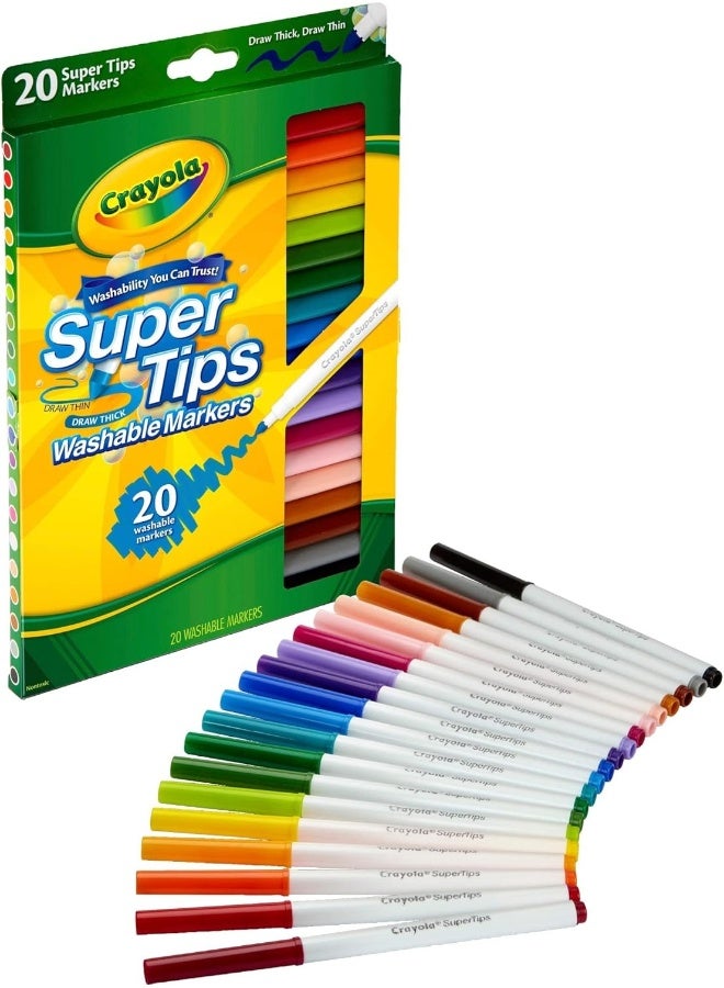 Crayola ماركر كرايولا سوبر تيبس 20 عدداً بخط رفيع - Image 1