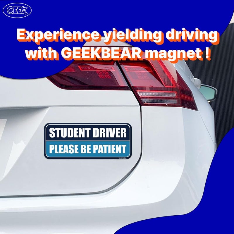GEEKBEAR مغناطيس سيارة السائق الطالب من GEEKBEAR - ملون، عاكس، مقاوم للطقس - مستطيل 8.7 × 3.5 بوصة (كحلي/أزرق) تصميم متكامل - Image 2