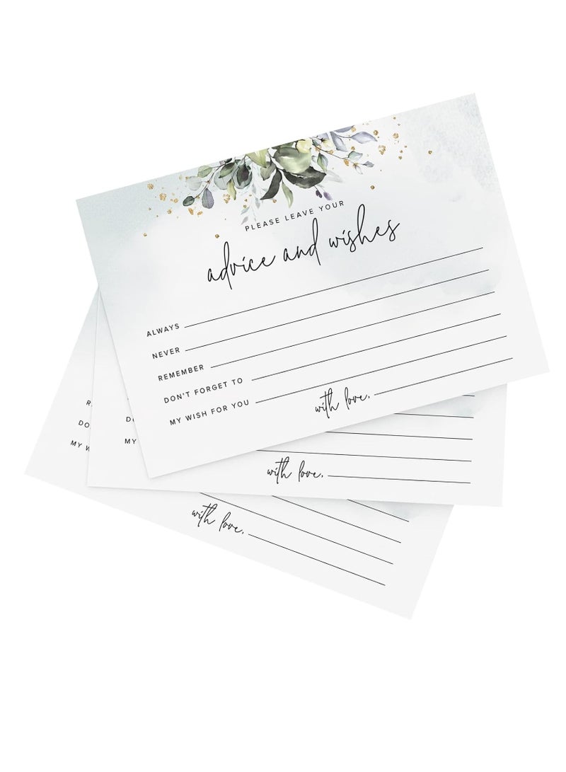 Advice and Wishes Cards - 50 Heavyweight, Uncoated 4x6 Cards with Mad Libs Rustic Greenery Watercolor Theme for Weddings, Wedding Receptions, Bridal Showers - Image 1