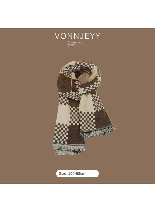 سلسلة القهوة الدافئة طراز جديد جو وشاح للرجال شال سميك دافئ عصري متعدد الاستخدامات مدفئة للرقبة - Image 4