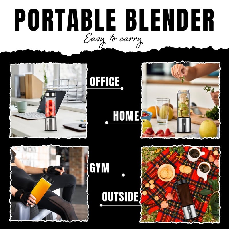 GOODSCITY Blender For Smoothie And Juices | Portable Hand Blender For Kitchen | Premium Usb Rechargeable Fruit Juicer Machine | 450Ml BPA FREE Food Grade Glass Jar| Long Battery Life |1 Year Warranty - Image 2