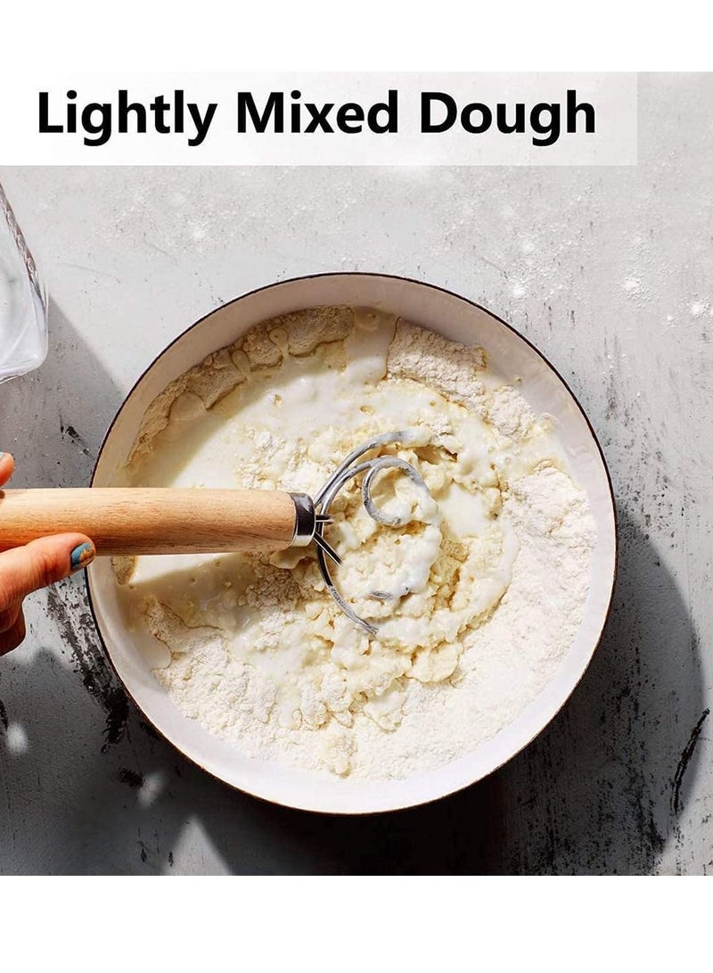 NIBEMINENT Danish Dough Whisk Dutch Style Bread for Cooking Kitchen with Stainless Steel Mixer and Scraper Convenience Working Machine  - Image 2