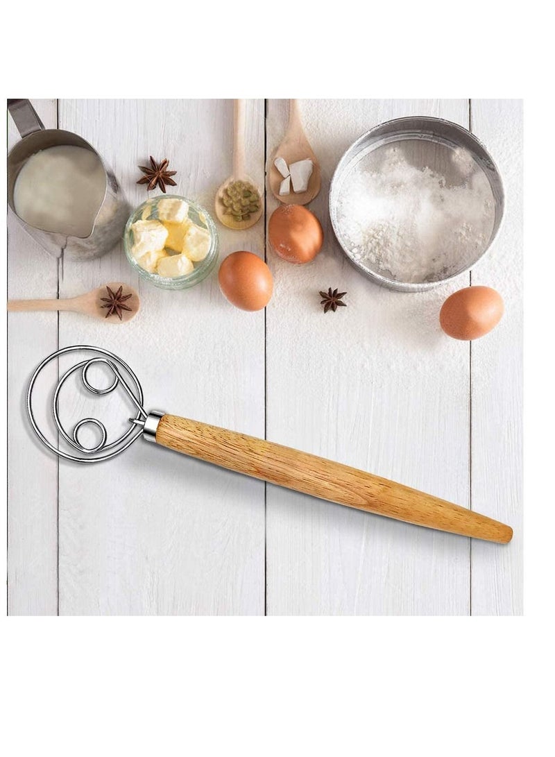 NIBEMINENT Danish Dough Whisk Dutch Style Bread for Cooking Kitchen with Stainless Steel Mixer and Scraper Convenience Working Machine  - Image 4
