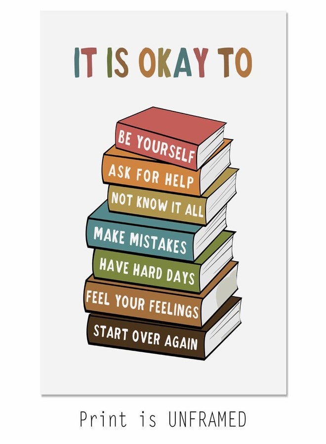 WCDHOR It Is Okay To Feel, Boho Classroom Decor, My Feelings, Classroom Poster, Educational Wall Art, Be Yourself, Playroom Wall Art Decor, School Counselor, Therapy Office Decor, No Framed (8x10 INCH) - Image 2