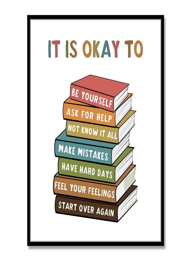 WCDHOR It Is Okay To Feel, Boho Classroom Decor, My Feelings, Classroom Poster, Educational Wall Art, Be Yourself, Playroom Wall Art Decor, School Counselor, Therapy Office Decor, No Framed (8x10 INCH) - Image 1