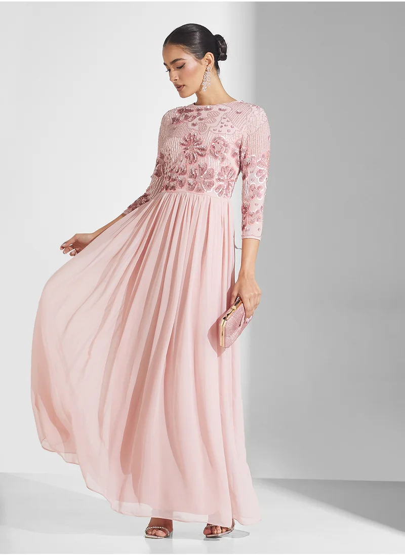 فروك اند فرل Embellished Crew Neck Maxi Dress