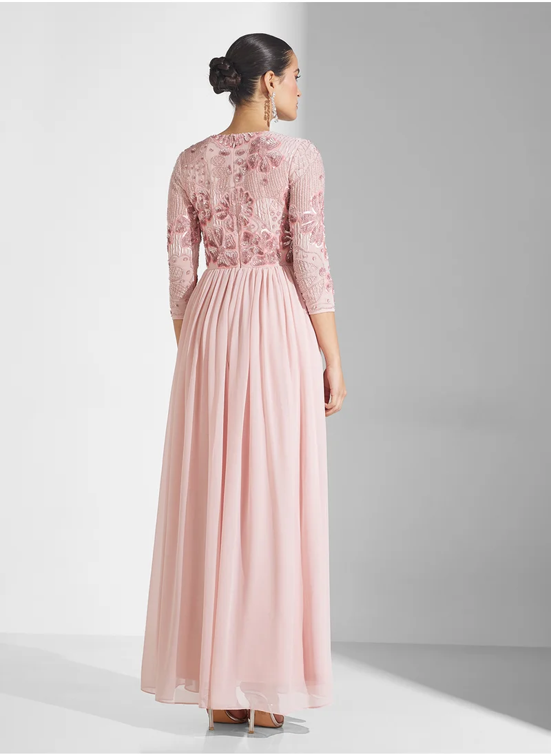 فروك اند فرل Embellished Crew Neck Maxi Dress