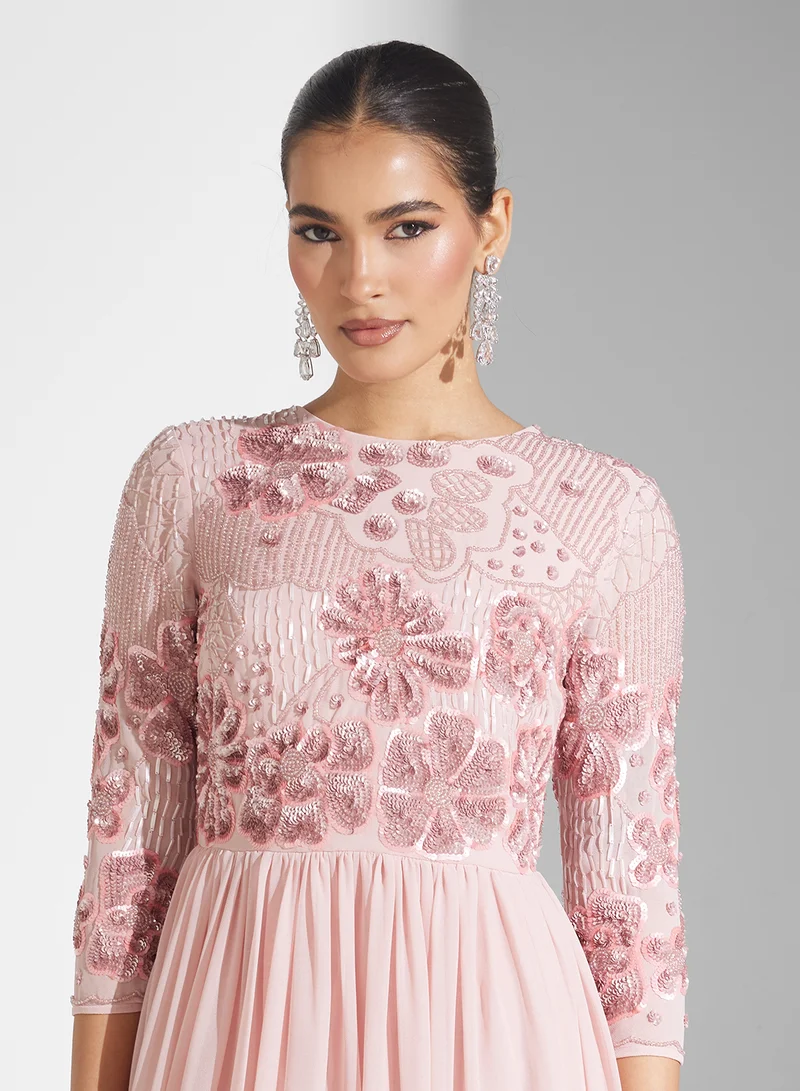 Frock and Frill Floral Embellished Dress
