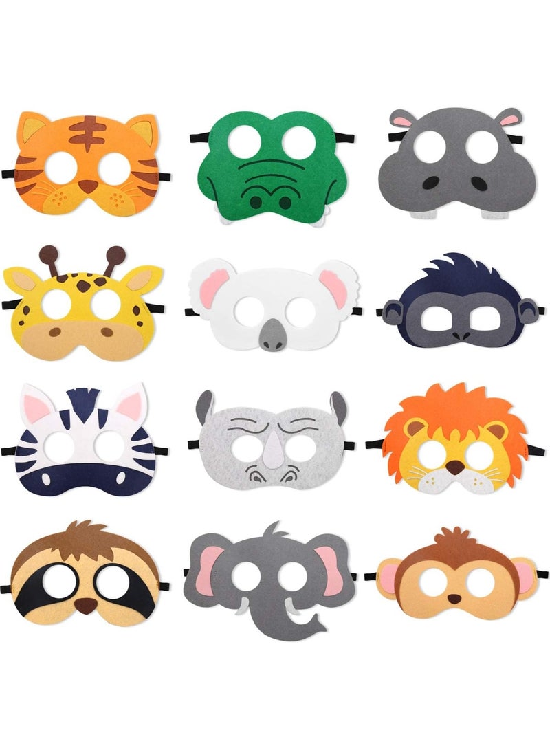 Webefun 12pcs Woodland Party Supplies Forest-friends Animals Felt Masks Creatures Animal Cosplay Zoo Camping Themed Favors for Kids Boys or Girls - Image 1
