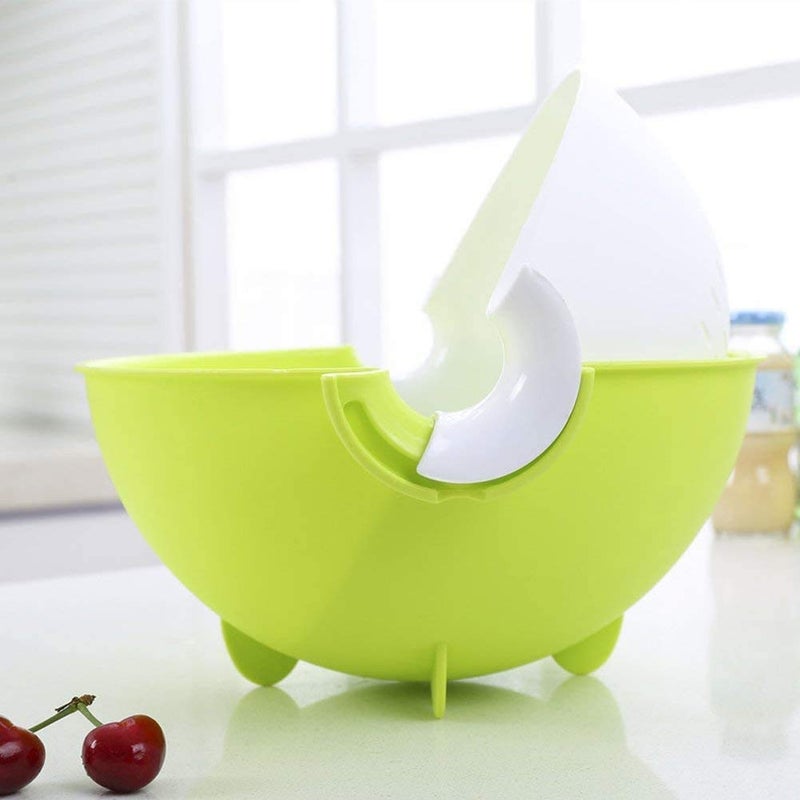 Lexazo 2in1 Kitchen Detachable DoubleLayer Colander Strainer and Large Plastic Bowl Set Fruit Vegetable Basket for Cleaning Washing and Mixing Washing Fruits Bowl Drain Basket MultiColor - Image 5