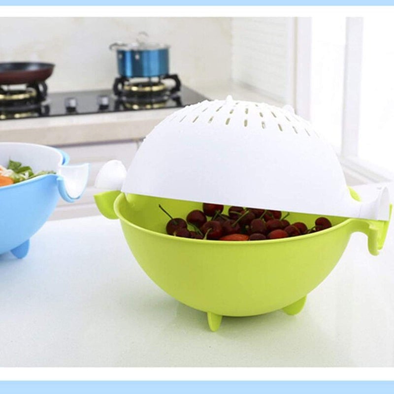 Lexazo 2in1 Kitchen Detachable DoubleLayer Colander Strainer and Large Plastic Bowl Set Fruit Vegetable Basket for Cleaning Washing and Mixing Washing Fruits Bowl Drain Basket MultiColor - Image 4