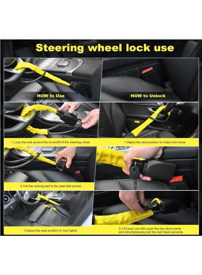 Black Anti Theft Steering Wheel Lock Anti Saw Hydraulic Cut Protection For Trucks SUVs - Image 2