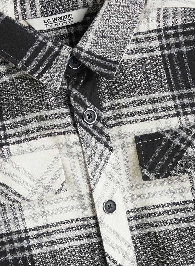 ال سي وايكيكي جاكيت قميص أولادي واسع بنقشة كارو - Image 2