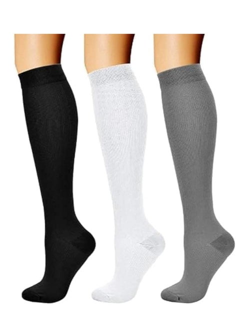 Compression Socks for Women & Men Circulation (3 Pairs)is Best Support for Athletic Running Cycling (L-XL)