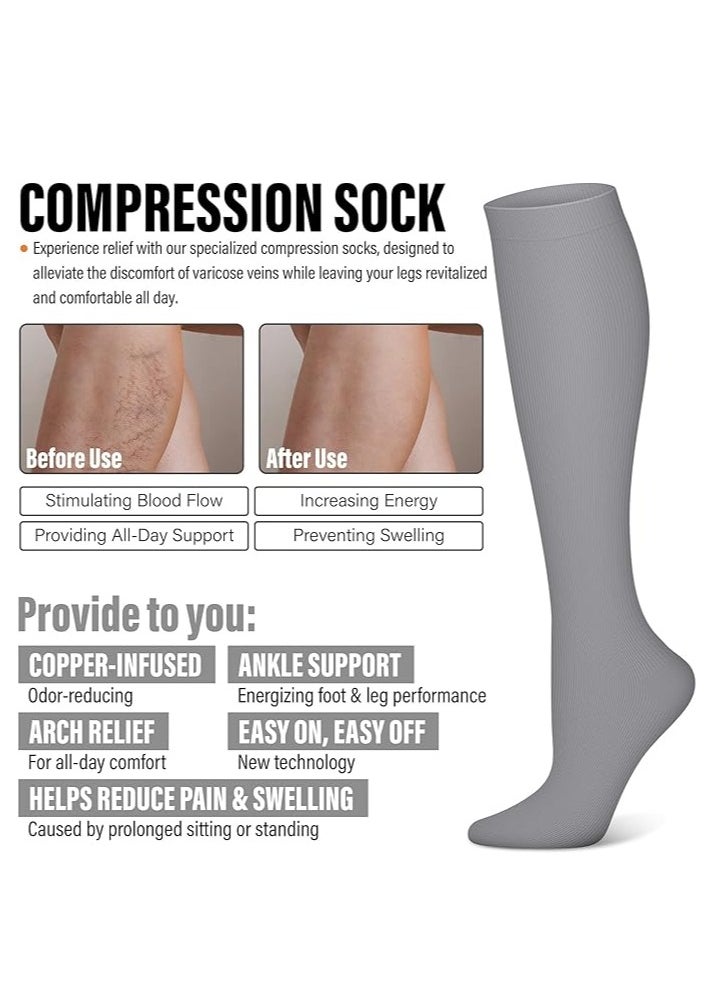 Compression Socks for Women & Men Circulation (3 Pairs)is Best Support for Athletic Running Cycling (L-XL)