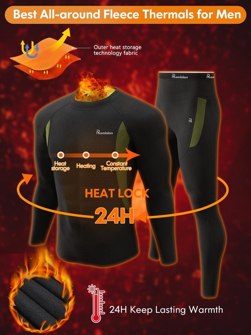 romision Thermal Underwear Long Johns for Men Fleece Lined Base Layer Cold Weather Hunting Gear Bottom and Top Set - Image 3