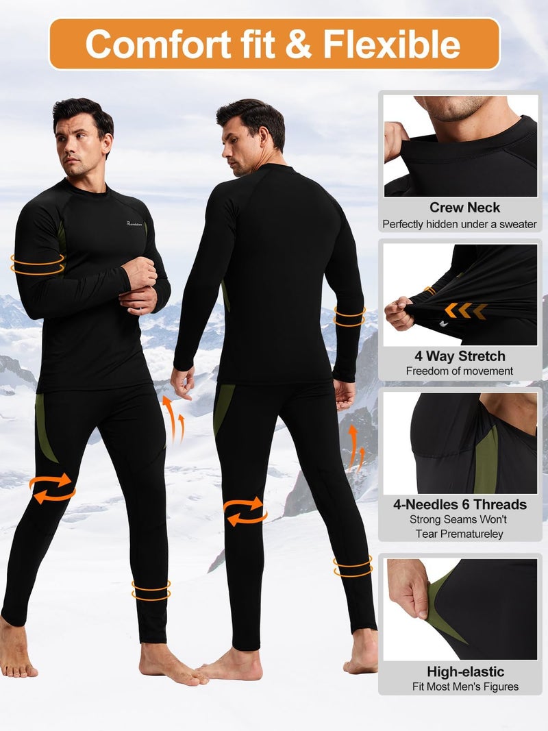 romision Thermal Underwear Long Johns for Men Fleece Lined Base Layer Cold Weather Hunting Gear Bottom and Top Set - Image 2