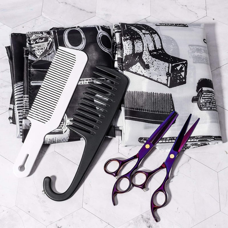 Foreignholics Saloon Accessories Printed Polyester Waterproof Hair Cutting Apron Sheet with Adjustable Snap Closure Barber Salon Cape - (Black & White, 2pcs) - Image 4