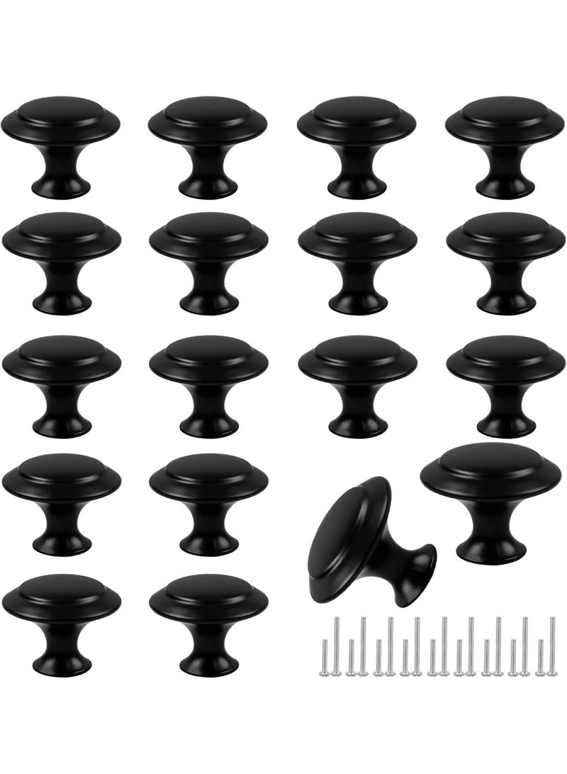 Chabeia 18 Piece Round Cabinet Knobs, Drawer Hardware - 30 mm Cabinet Knobs & Pulls for Dressers & Kitchens with Screw（Black） - Image 1
