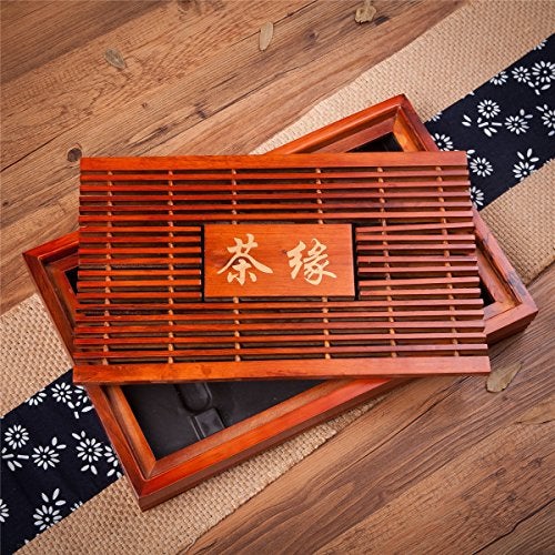 THY COLLECTIBLES Solid Wood Reservoir & Drainage Type Kung Fu GongFu Tea Table Serving Tray L17.32" x W11.02" x H1.97" (44CM X 28CM X 5CM) - Image 3