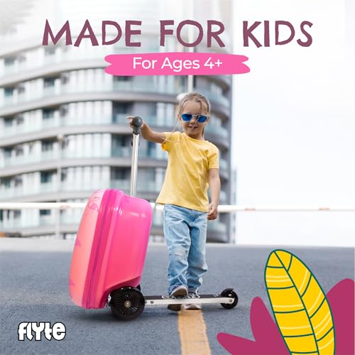 Flyte Fifi the Flamingo Scooter Suitcase - 2-in-1, 18 inch Ride on Suitcase for Kids, 25 Litre Capacity Kids' Luggage on Wheels for Boys and Girls Aged 4+, Rideable Carry on Children's Suitcases - Image 4