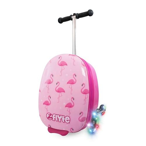 Flyte Fifi the Flamingo Scooter Suitcase - 2-in-1, 18 inch Ride on Suitcase for Kids, 25 Litre Capacity Kids' Luggage on Wheels for Boys and Girls Aged 4+, Rideable Carry on Children's Suitcases - Image 1