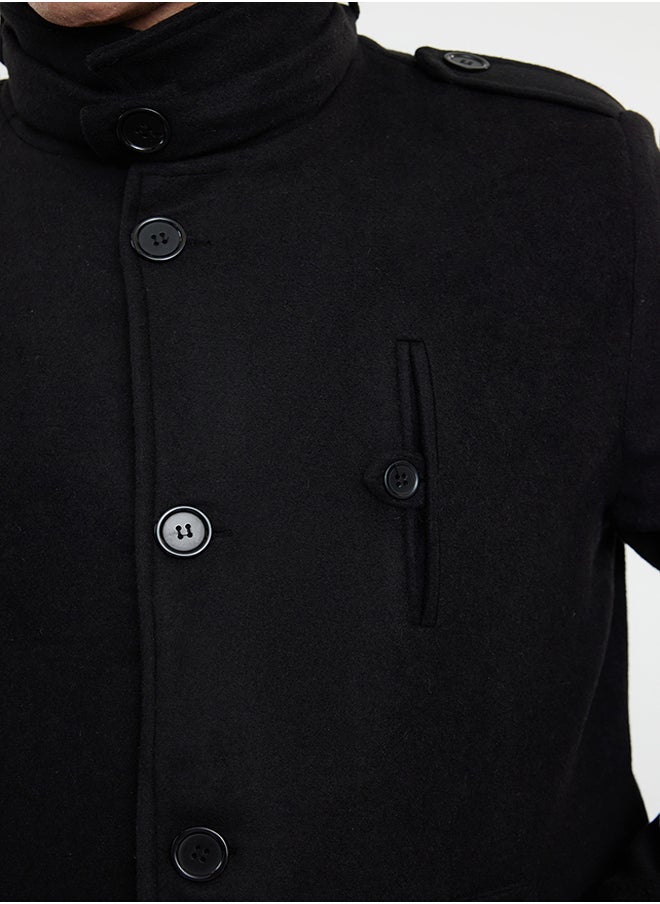 trendyol Black Men's Regular Fit Winter Wool Blend Winter Coat  - Image 4
