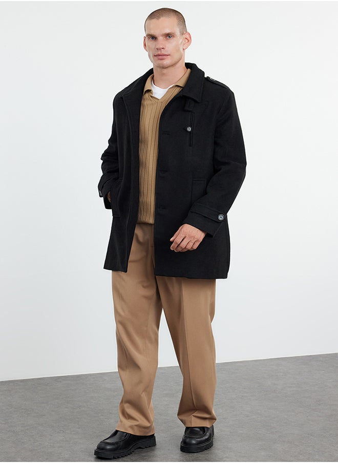 trendyol Black Men's Regular Fit Winter Wool Blend Winter Coat  - Image 2