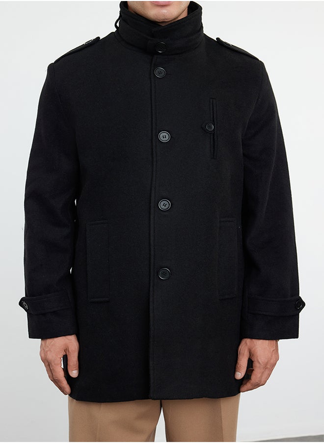 trendyol Black Men's Regular Fit Winter Wool Blend Winter Coat  - Image 3