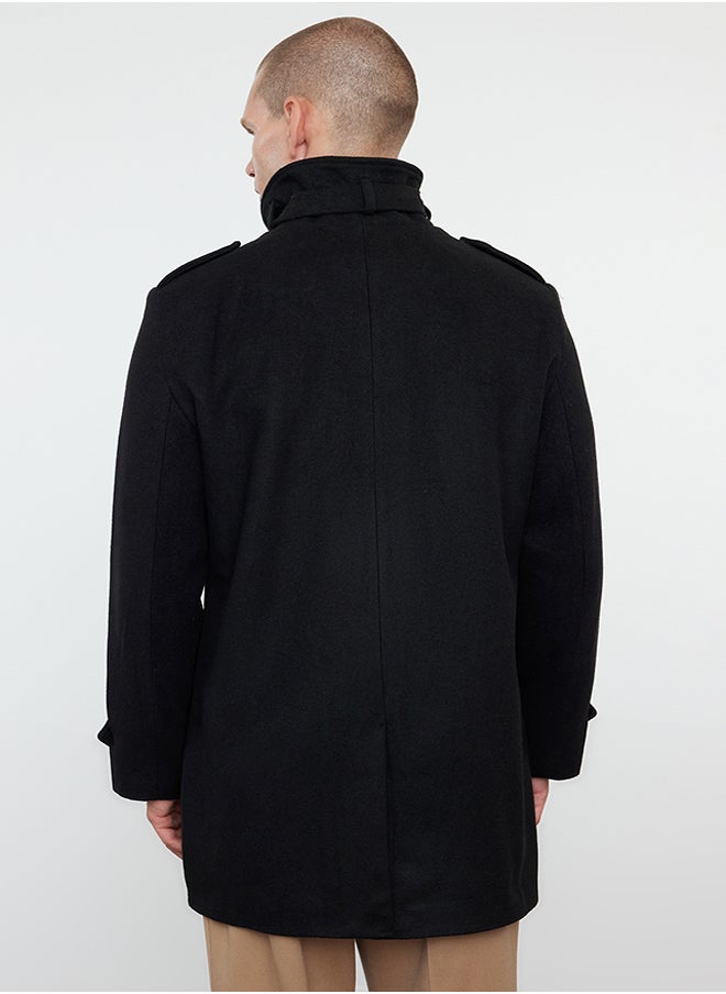 trendyol Black Men's Regular Fit Winter Wool Blend Winter Coat  - Image 5